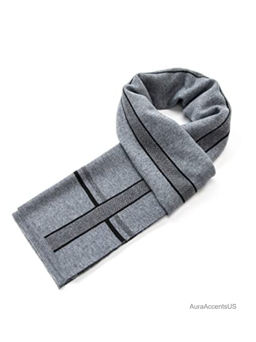Mens Striped Merino Wool Scarf Soft Warm Thick Knitted Winter Neckwear